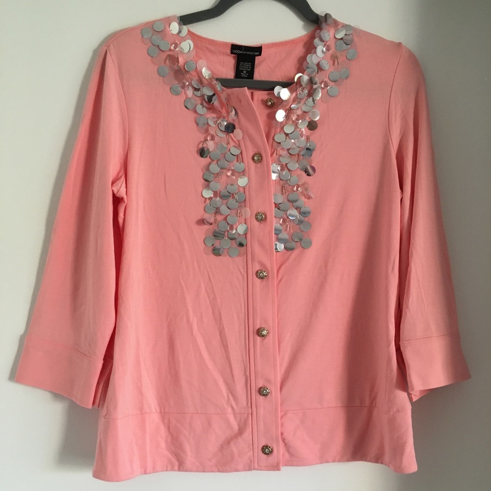 EUC Preppy pink beaded cardigan - Picture 1 of 6